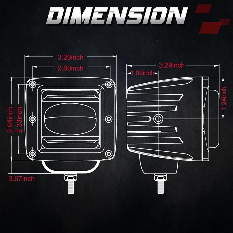 OFFROADTOWN LED Pods, 2pcs 3'' SAE Fog Lights Off road Driving lights Waterproof Square LED Cubes Work Light for Truck Motorcycle ATV UTV Boat - Image 2